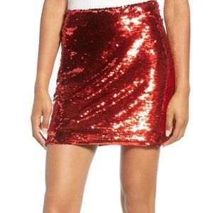 Leith – Sequin Miniskirt RED LAVA NWT